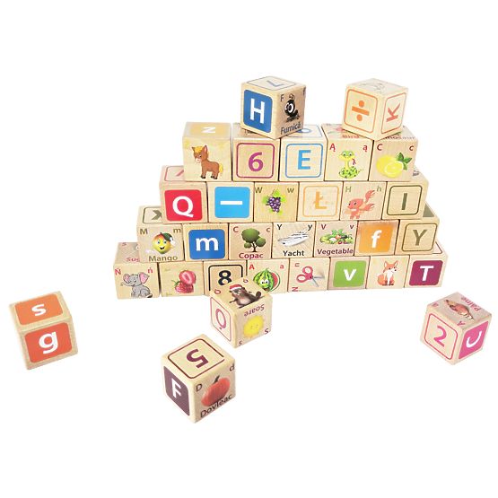 Wooden blocks - letters, numbers and pictures