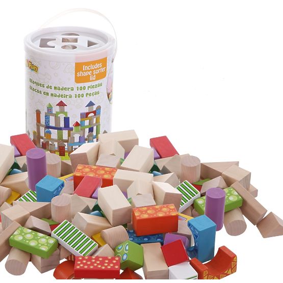 Wooden building blocks 100 pieces