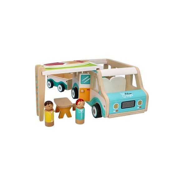 Wooden Caravan with Trailer and Accessories
