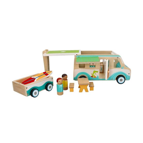 Wooden Caravan with Trailer and Accessories