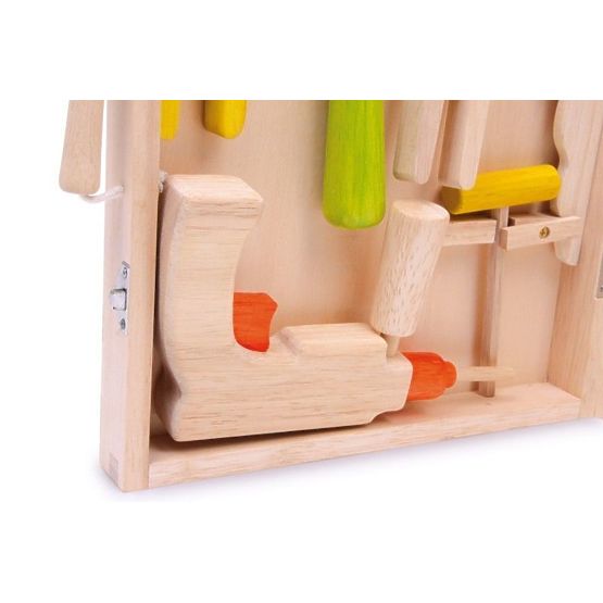 Wooden case with tools