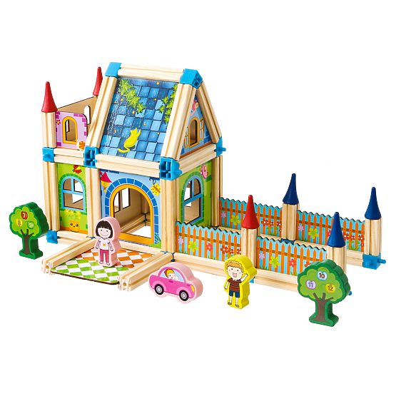 Wooden Construction Blocks House Building 6-in-1 ECOTOYS