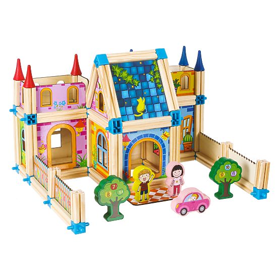 Wooden Construction Blocks House Building 6-in-1 ECOTOYS