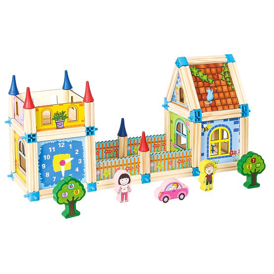 Wooden Construction Blocks House Building 6-in-1 ECOTOYS