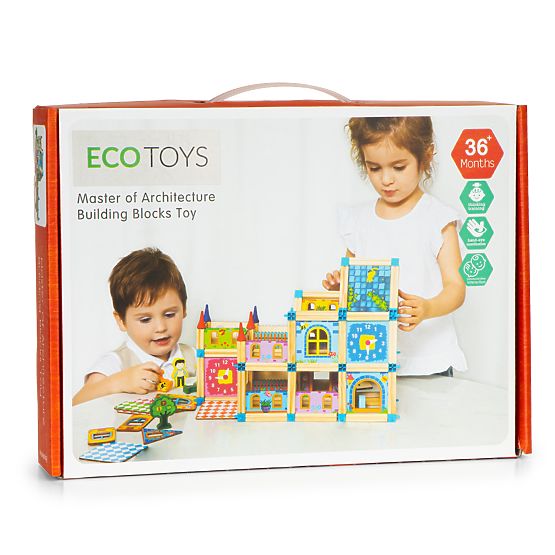 Wooden Construction Blocks House Building 6-in-1 ECOTOYS