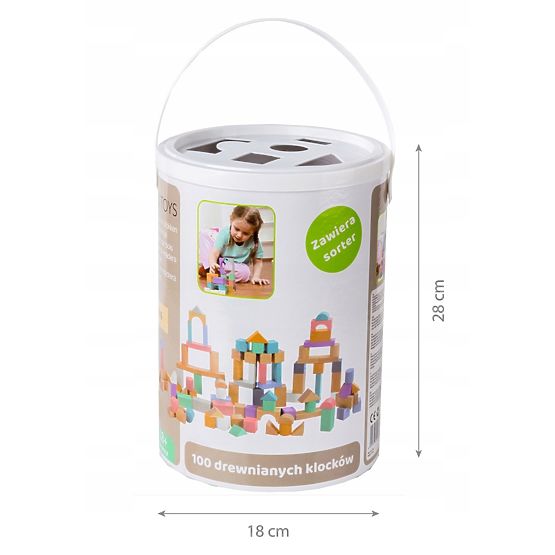 Wooden cubes in a box - 100 pcs