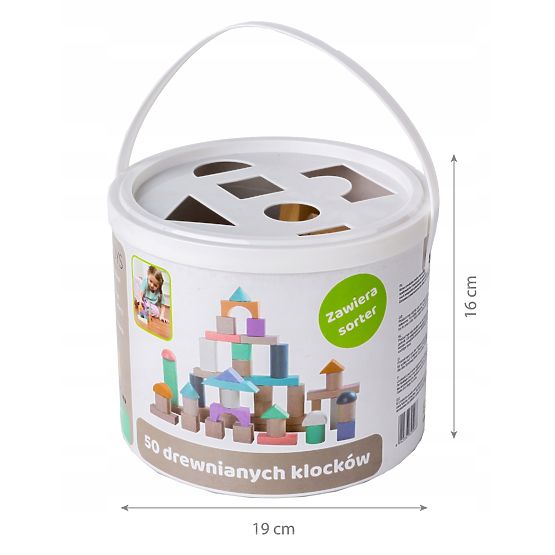 Wooden cubes in a box - 50 pcs