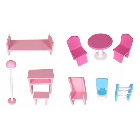 Wooden doll house Pink Villa