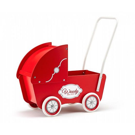 Wooden Doll Stroller Red
