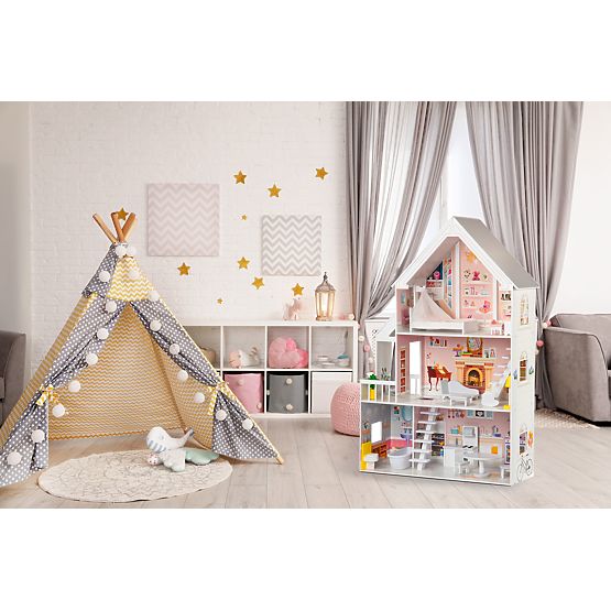 Wooden dollhouse Pastel residence