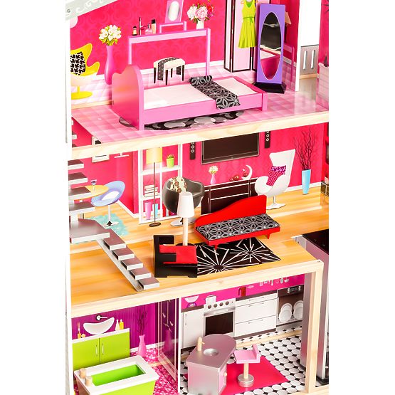Wooden dollhouse with Kayla lift