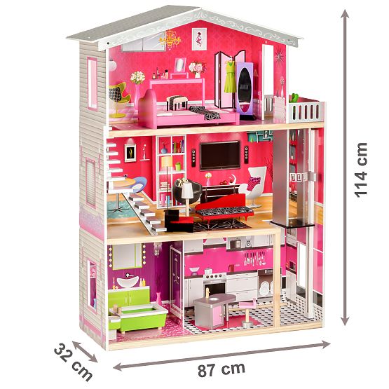 Wooden dollhouse with Kayla lift