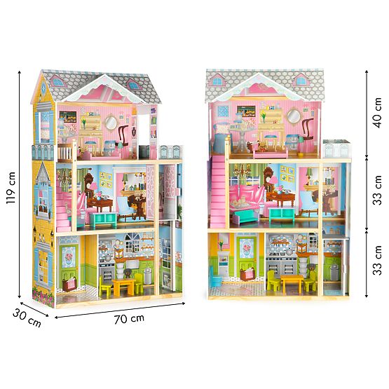 Wooden dollhouse with Melissa elevator