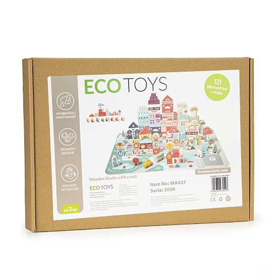 Wooden Educational Blocks City Mat 121 Pieces ECOTOYS