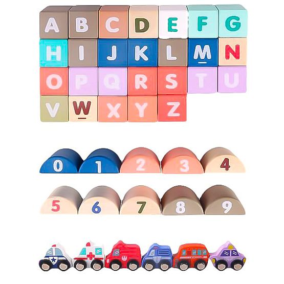 Wooden Educational City Blocks with Mat 115 pcs ECOTOYS