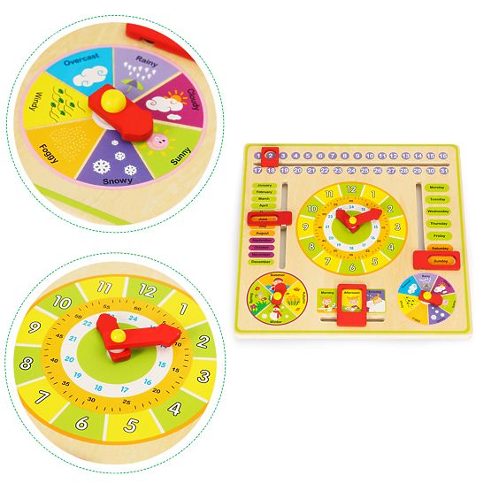 Wooden Educational Manipulative Board Calendar Clock ECOTOYS