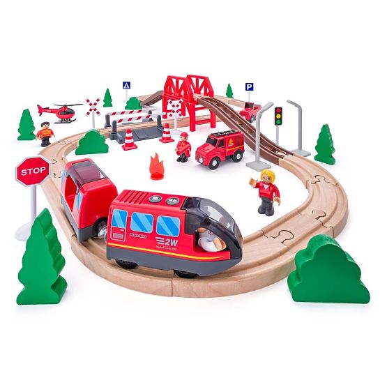 Wooden Firefighter Track 60 Pieces