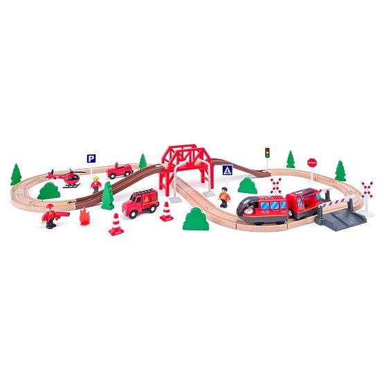 Wooden Firefighter Track 60 Pieces