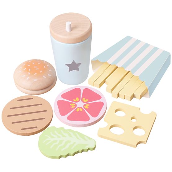 Wooden food - cutting - French fries meal set