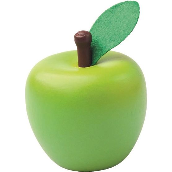 Wooden fruits in a crate