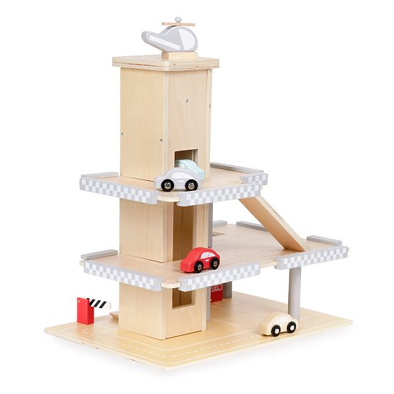 Wooden garage with lift