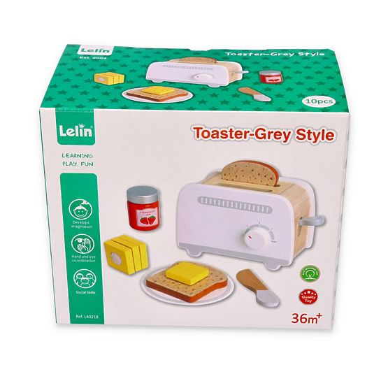 Wooden Grey Toy Toaster for Children