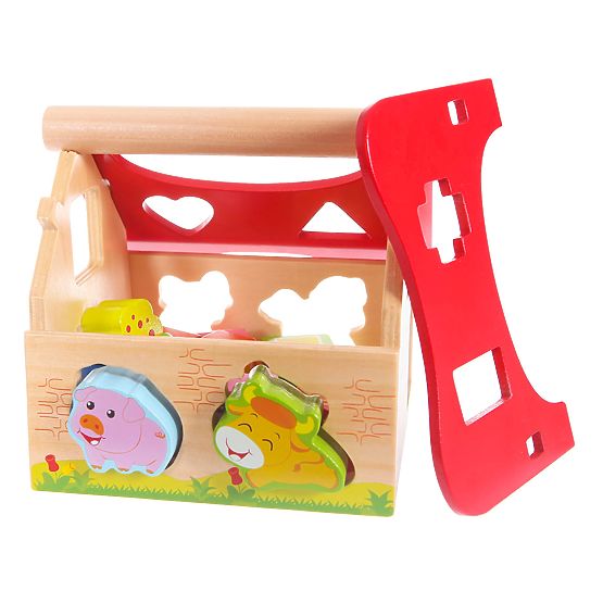 Wooden House, Farm Sorter with Blocks ECOTOYS