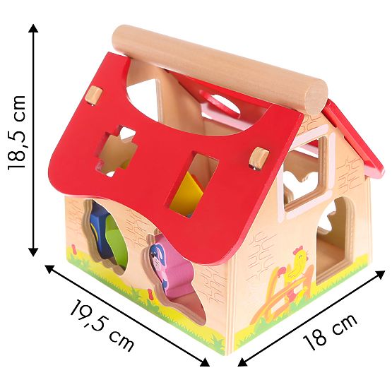 Wooden House, Farm Sorter with Blocks ECOTOYS
