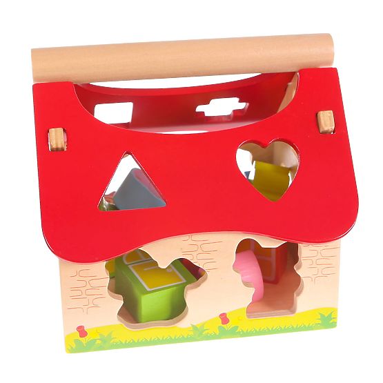 Wooden House, Farm Sorter with Blocks ECOTOYS