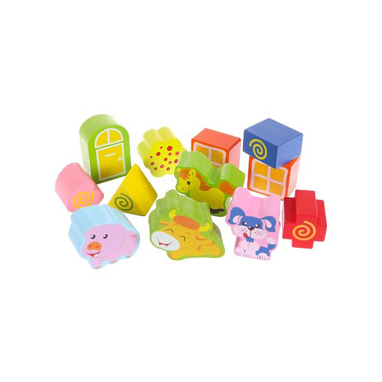 Wooden House, Farm Sorter with Blocks ECOTOYS