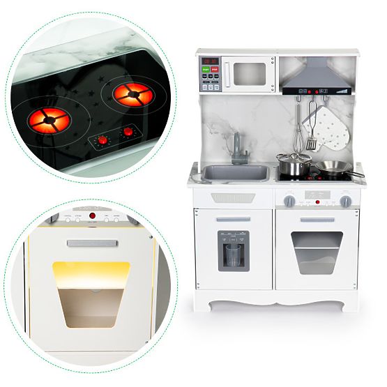 Wooden Kitchen for Kids with Sounds and LED + Accessories ECOTOYS