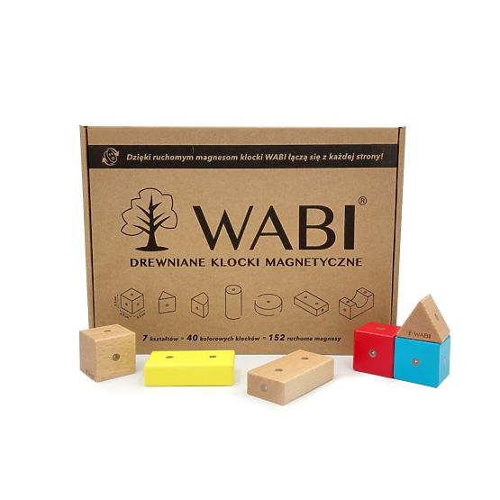 Wooden-Magnetic Blocks WABI, 40 Pieces