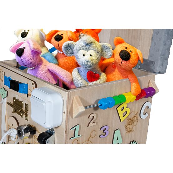 Wooden Montessori Activity Stool - Natural / Gray