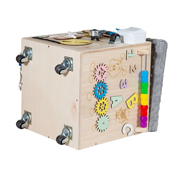 Wooden Montessori Activity Stool - Natural / Gray