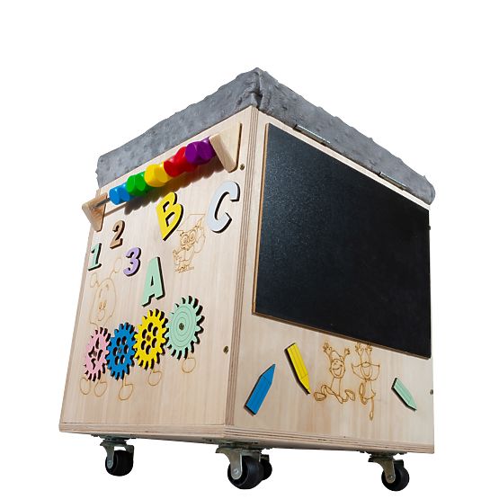 Wooden Montessori Activity Stool - Natural / Gray