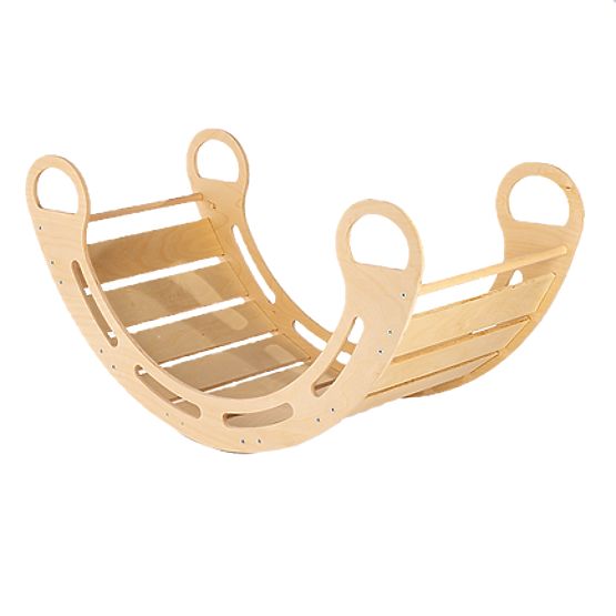 Wooden Montessori Swing with Beige Cushion - 85 cm