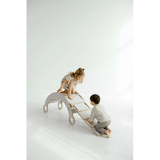 Wooden Montessori Swing with Slide/Ladder M - White