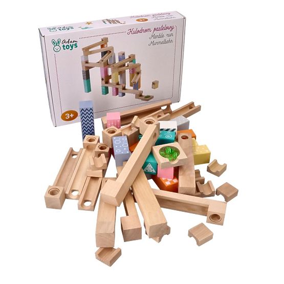 Wooden Pastel Marble Run 53 pcs