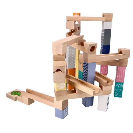 Wooden Pastel Marble Run 53 pcs