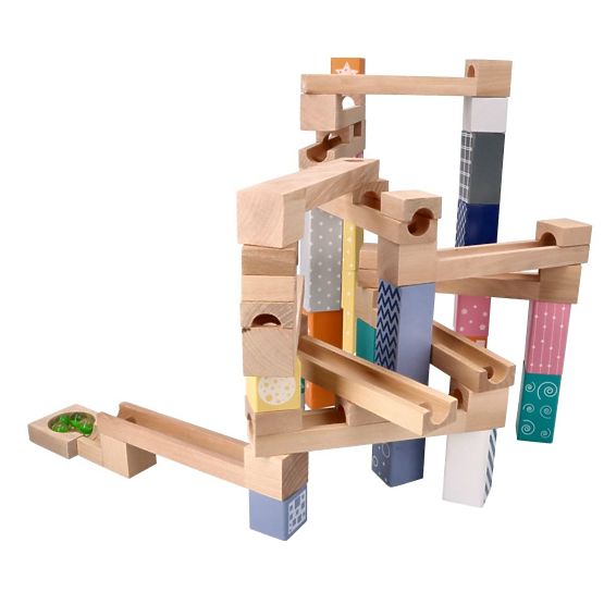 Wooden Pastel Marble Run 53 pcs