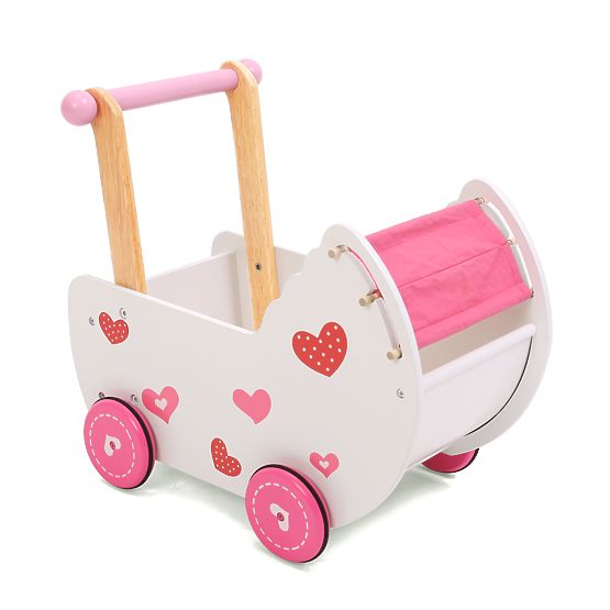 Wooden push stroller for dolls