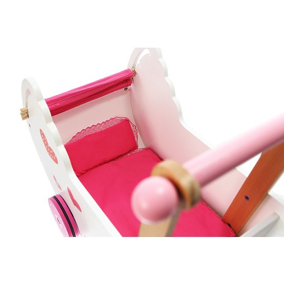 Wooden push stroller for dolls