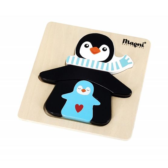 Wooden Puzzle Penguin with Children