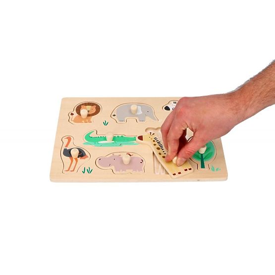Wooden Puzzle with Handles Safari