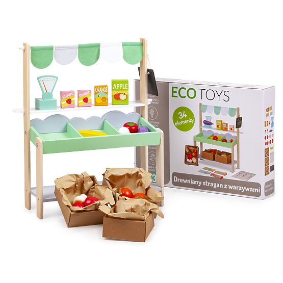 Wooden sales stand with vegetables