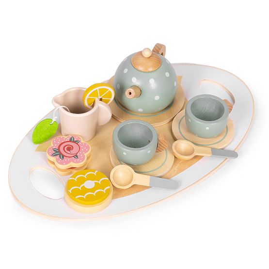 Wooden Tea Set Teapot Cups 14 Pieces ECOTOYS