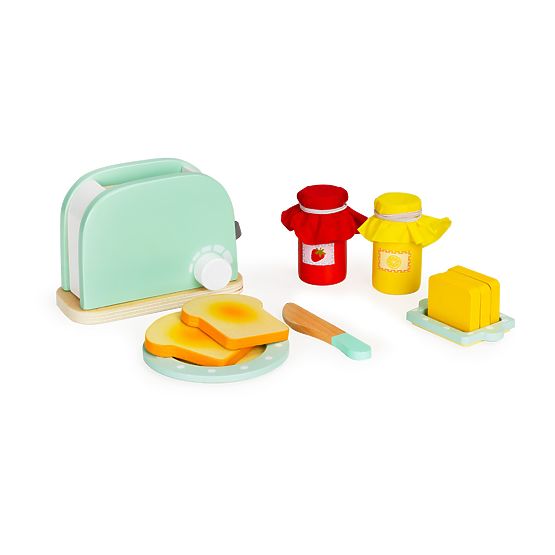 Wooden toaster with accessories