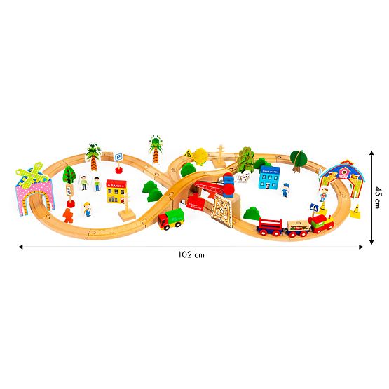 Wooden Train 74 Pieces ECOTOYS
