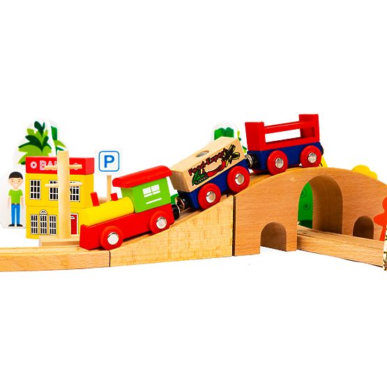 Wooden Train 74 Pieces ECOTOYS