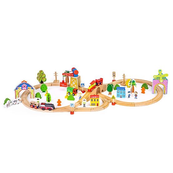 Wooden Train 74 Pieces ECOTOYS